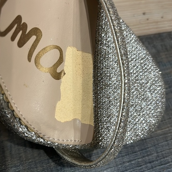 SAM EDELMAN SHOES 9.5 SILVER SPARKLE HEELS ANKLE STRAP ANTHROPOLOGIE BHLDN - Picture 4 of 12